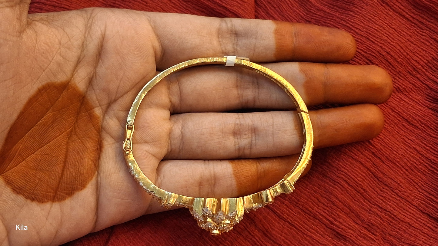92.5 Silver Gold Plated Kada | Stylish Premium Design | Elegant Jewellery