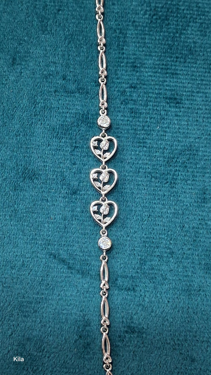 92.5 Silver Heart Bracelet | Stylish Elegant Love Design | Jewellery