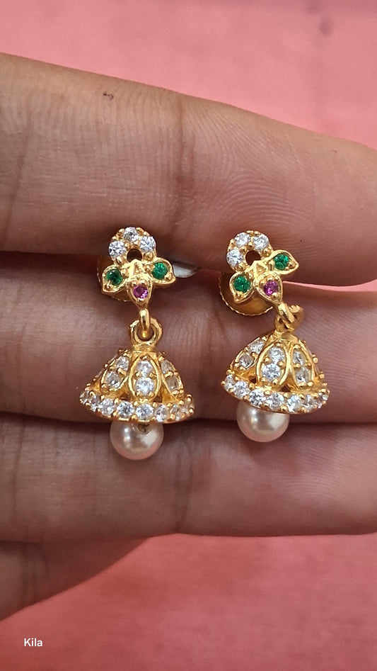 92.5 Silver Gold Plated Jhumki Earrings | Classic Ethnic Design | Stylish Jewellery