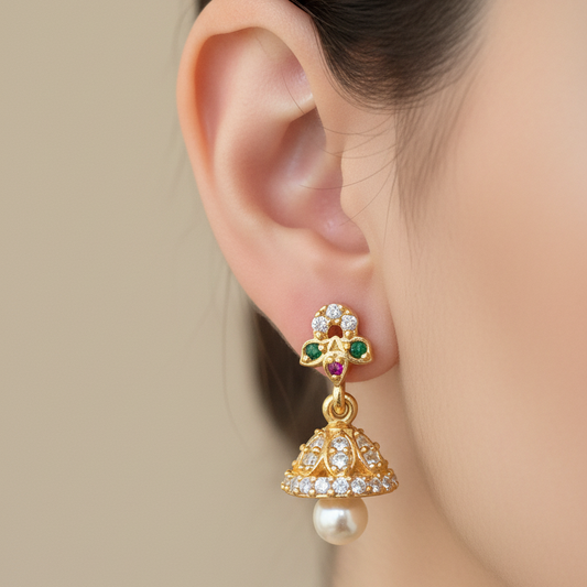 92.5 Silver Gold Plated Jhumki Earrings | Classic Ethnic Design | Stylish Jewellery