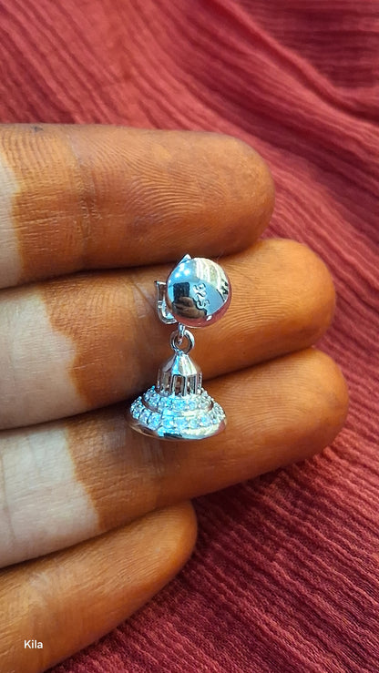 92.5 Silver Lotus Style Earrings | Stylish Traditional Design | Elegant Jewellery