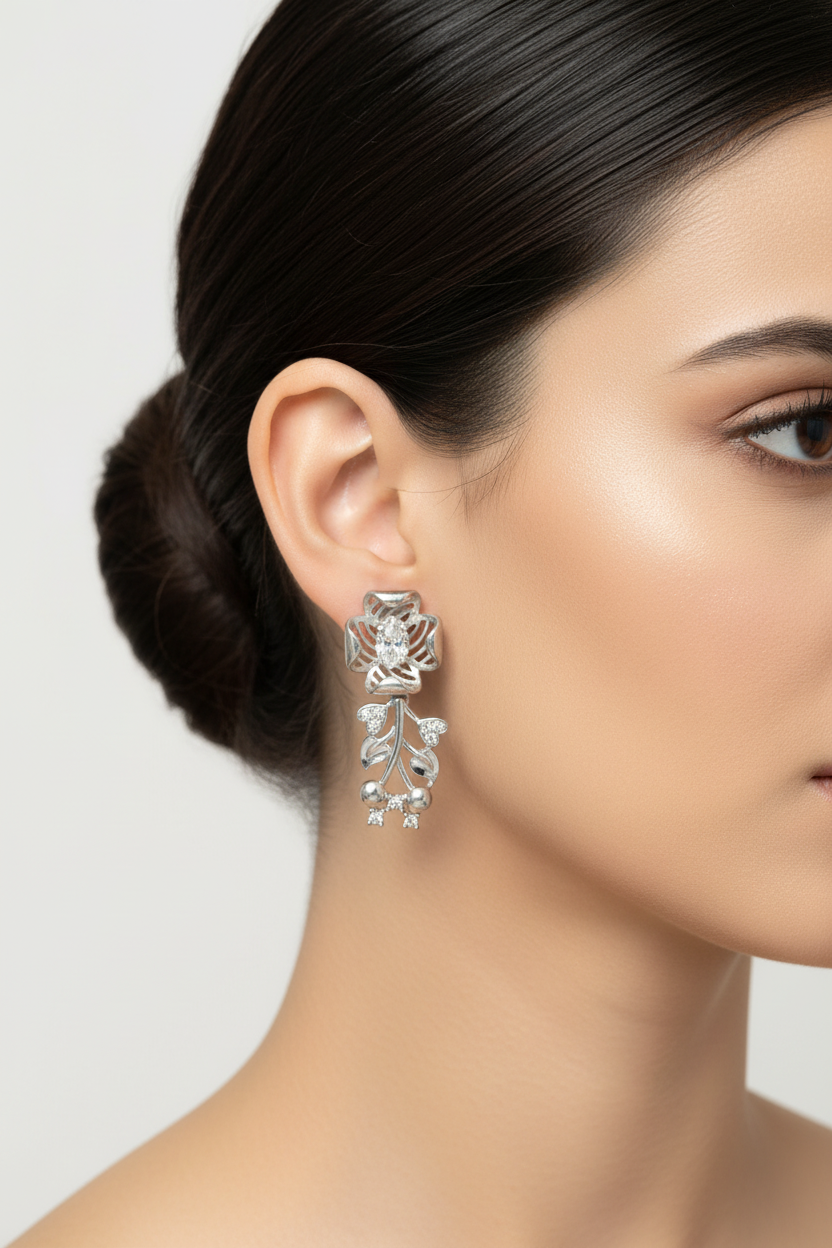 92.5 Silver Stylish Earrings | Modern Elegant Design