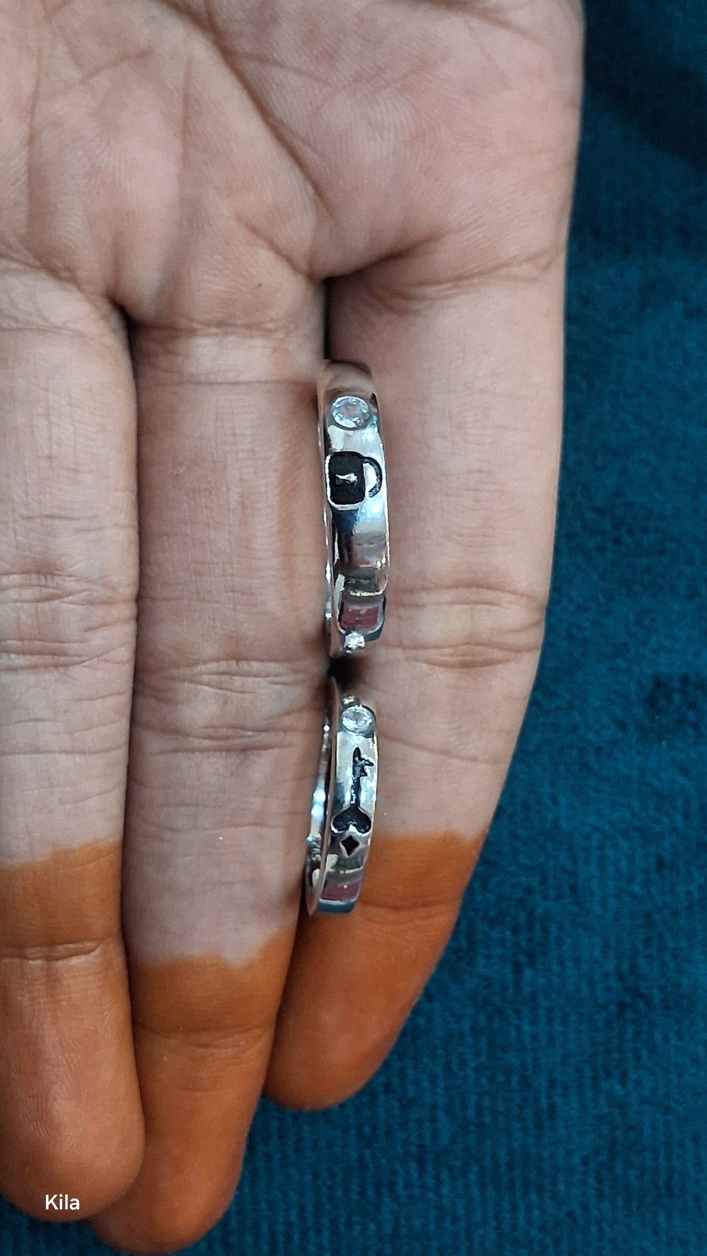 92.5 Silver Couple Rings (Men Size 21 | Women Size 11) | Stylish Matching Design | Elegant Jewellery