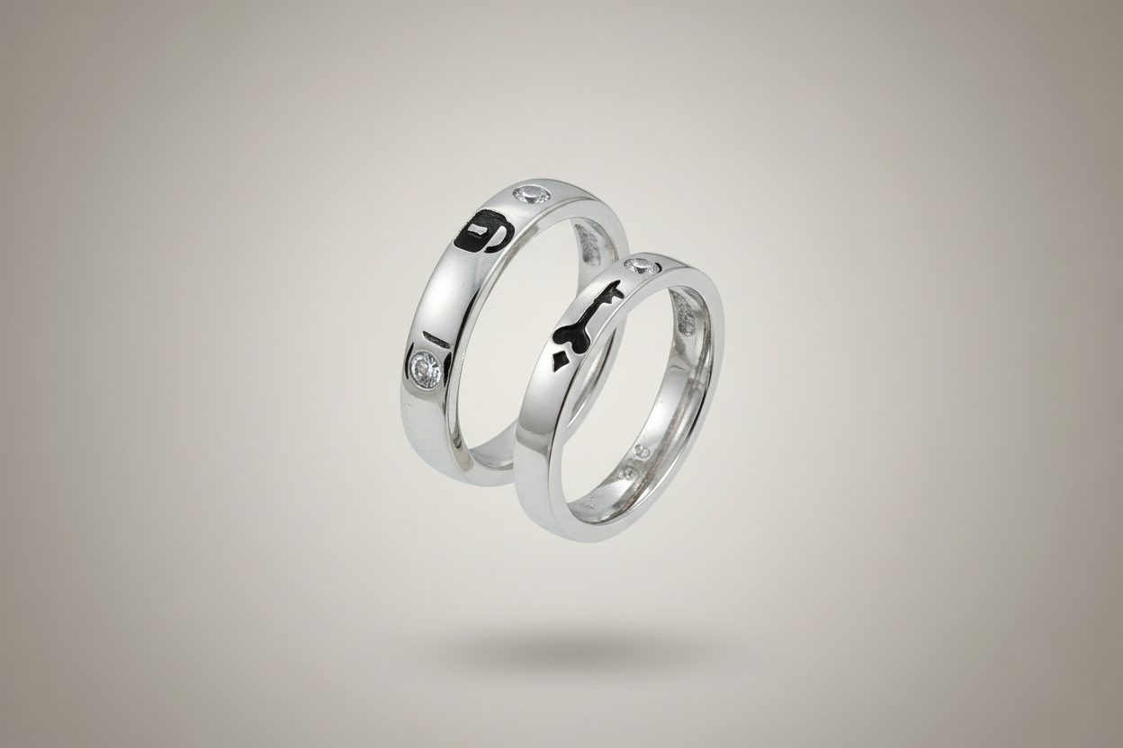 92.5 Silver Couple Rings (Men Size 21 | Women Size 11) | Stylish Matching Design | Elegant Jewellery