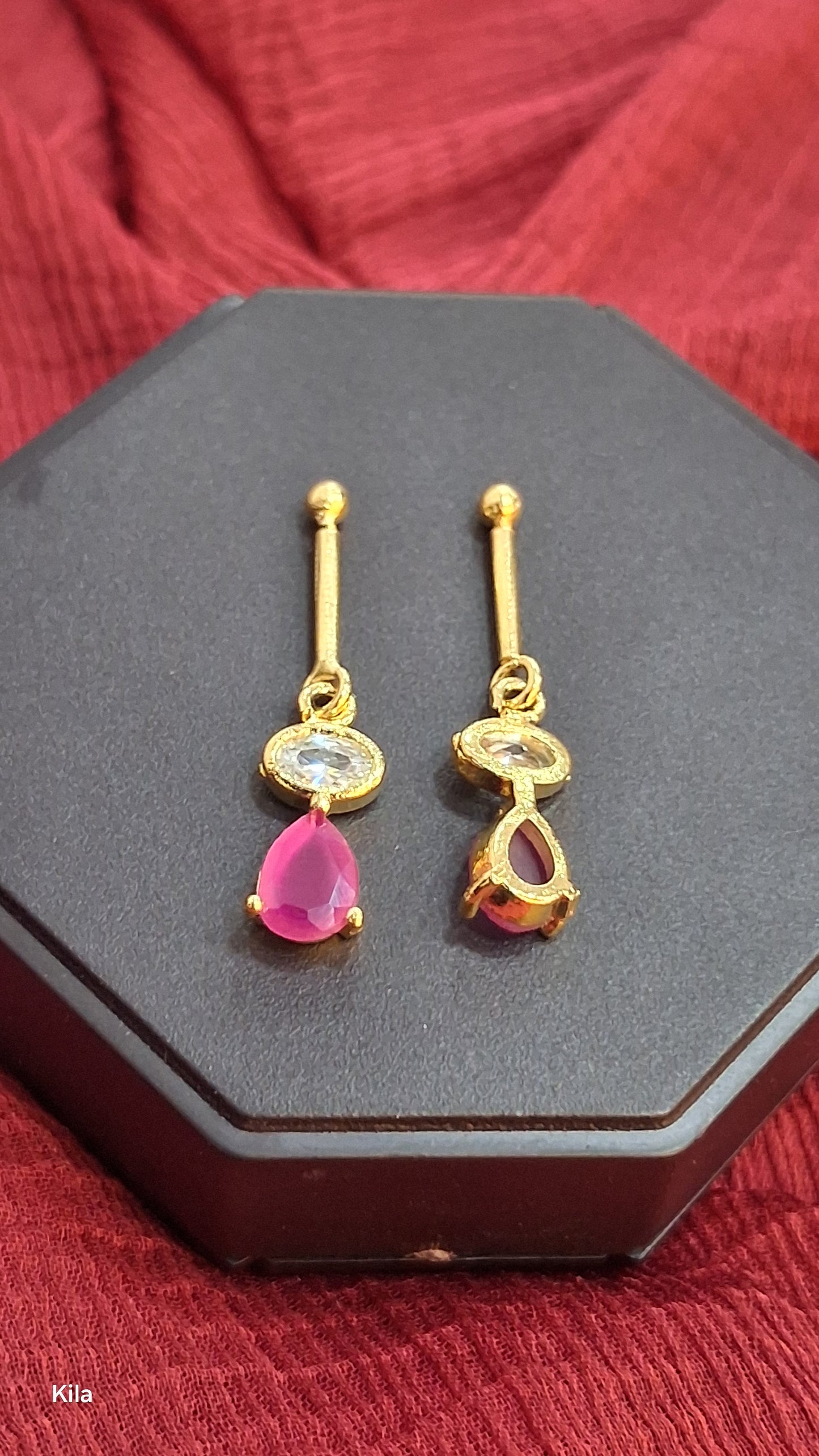 92.5 Silver Pink Stone Gold Plated Bugadi | Stylish Elegant Design | Jewellery
