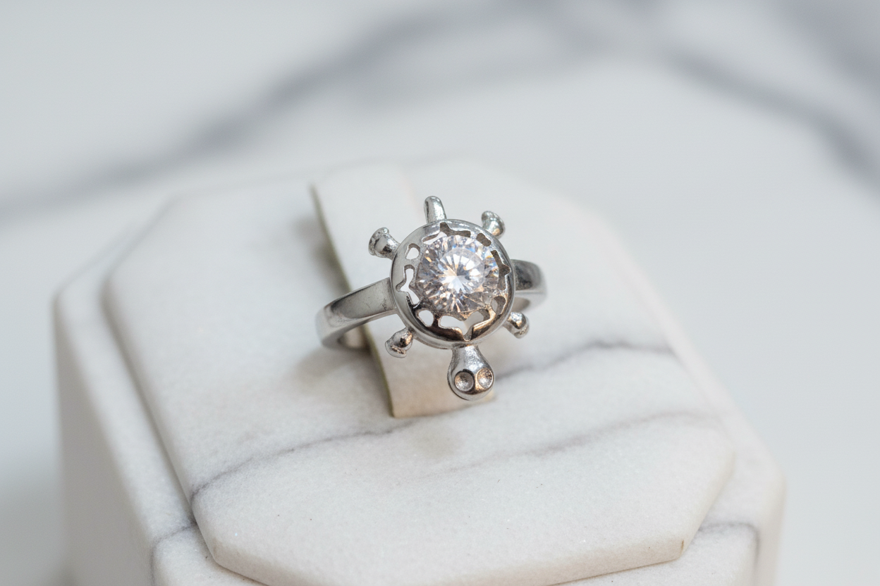92.5 Silver Minimal Tortoise Symbol Ring | Clean Design | Everyday Jewellery
