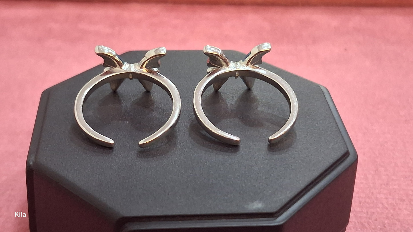 92.5 Silver Blue Butterfly Toe Rings | Stylish Nature Design | Jewellery