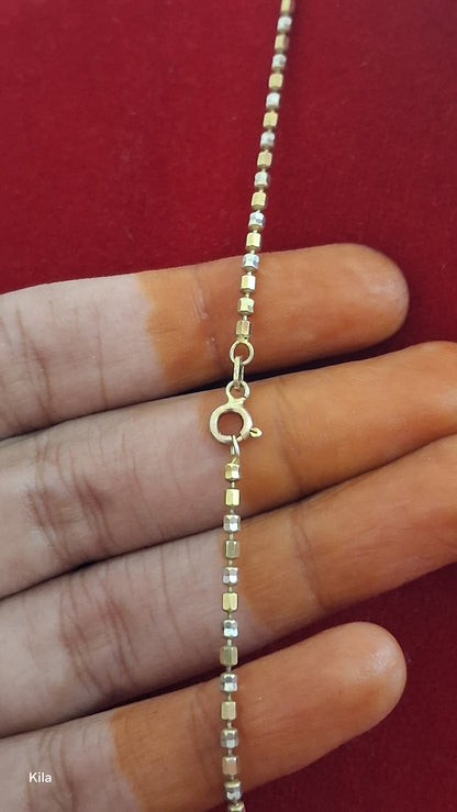 92.5 Silver Dual Tone Chain 18 Inches | Stylish Premium Finish | Elegant Jewellery