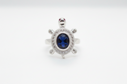 92.5 Silver Blue Stone Tortoise Ring | Stylish Premium Design | Jewellery