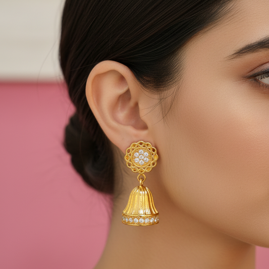92.5 Silver Round Jhumki Earrings | Traditional Elegant Design | Jewellery
