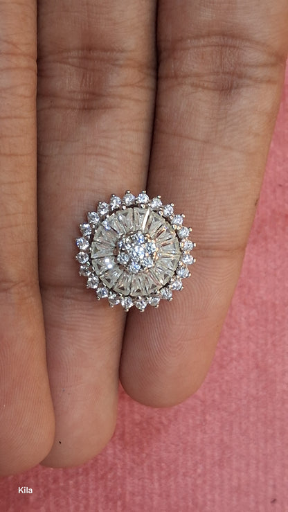92.5 Silver White Stone Earrings | Sparkling Elegant Design | Jewellery