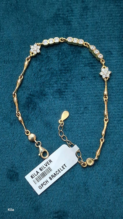 92.5 Silver Gold Plated Bracelet | Stylish Modern Finish | Elegant Jewellery
