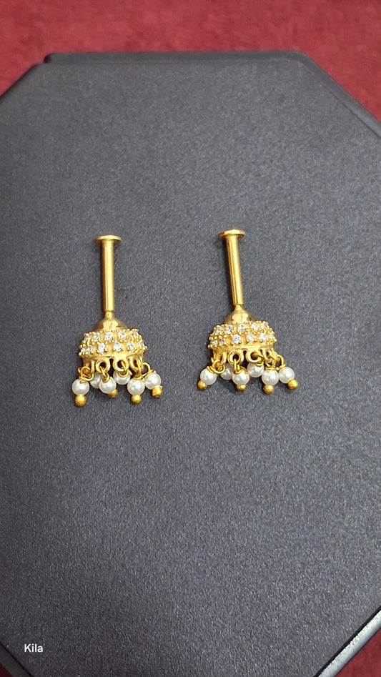 92.5 Silver White CZ Jhumki Bugadi | Stylish Traditional Design | Elegant Jewellery