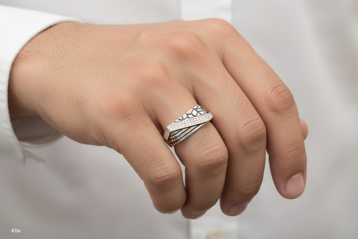 92.5 Silver Men’s Ring Size 23 | Stylish Bold Finish | Elegant Fashion Jewellery