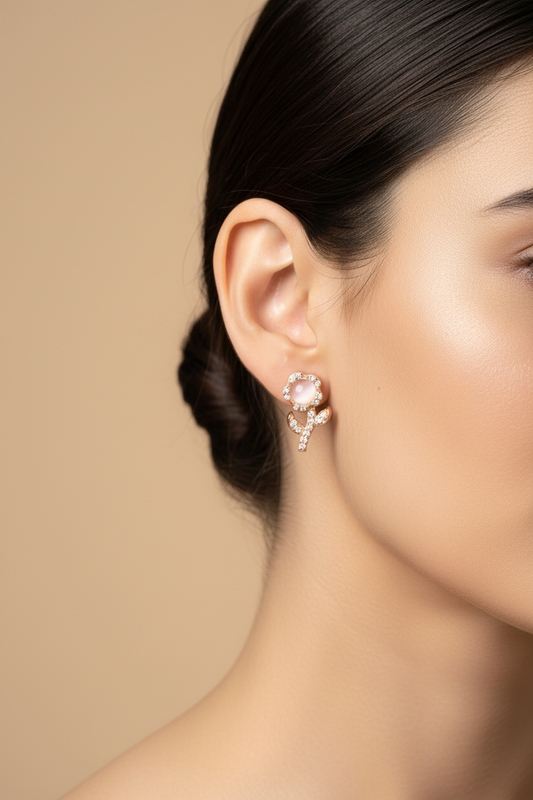 92.5 Silver Rose Gold Flower Earrings | Stylish Floral Design | Elegant Jewellery