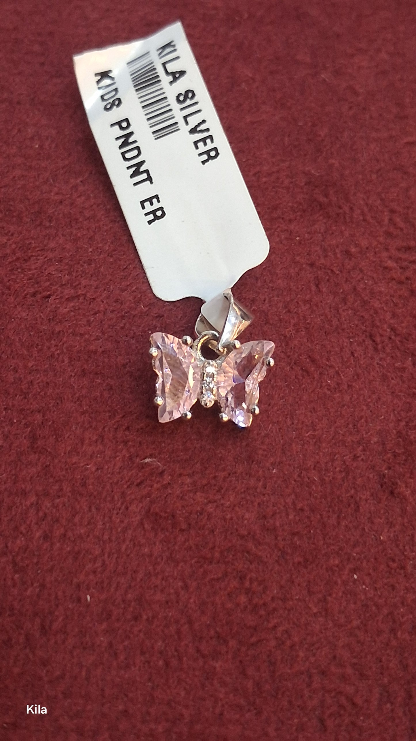 92.5 Silver Butterfly Pink Pendant | Stylish Cute Design | Elegant Jewellery