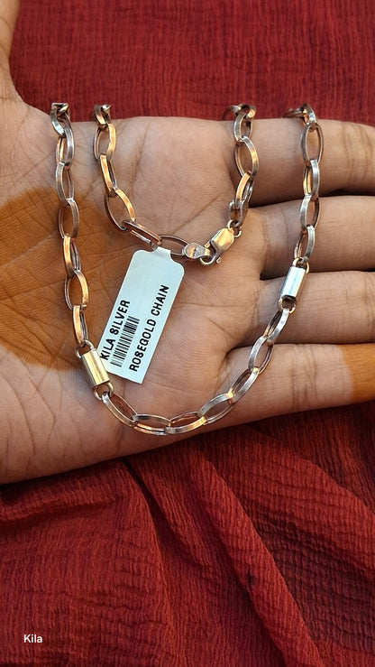92.5 Silver Rose Gold Men’s Chain 20 Inches | Stylish Dual Tone Finish | Elegant Jewellery