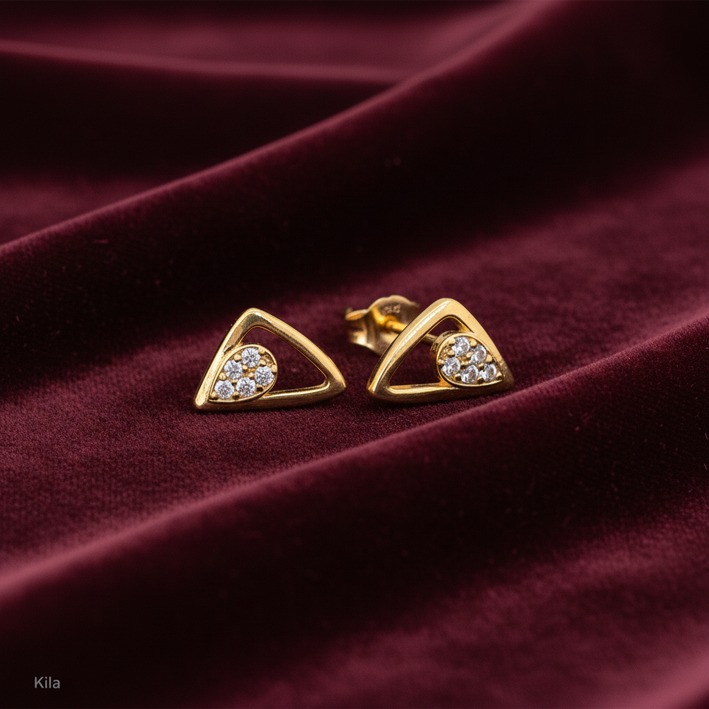 92.5 Silver Gold Plated Studs | Premium Finish Design | Elegant Jewellery