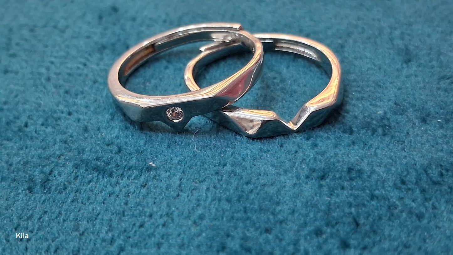 92.5 Silver Couple Rings | Stylish Matching Design | Elegant Romantic Jewellery