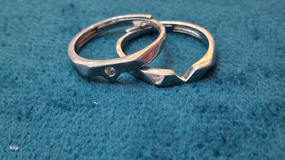 92.5 Silver Couple Rings | Stylish Matching Design | Elegant Romantic Jewellery