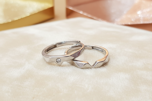 92.5 Silver Couple Rings | Stylish Matching Design | Elegant Romantic Jewellery