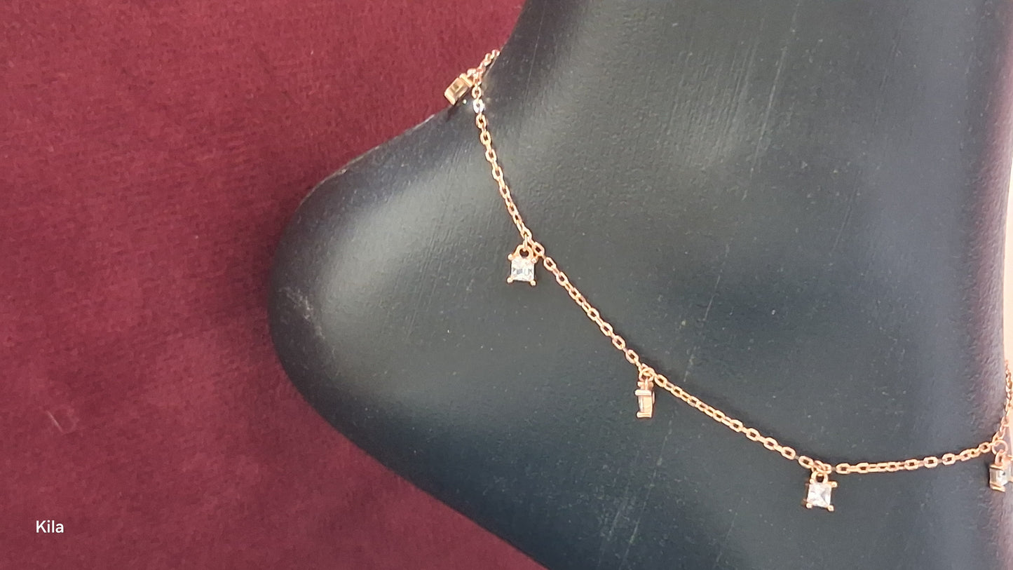 92.5 Silver Rose Gold Plated Anklets | Stylish Classic Design | Elegant Jewellery
