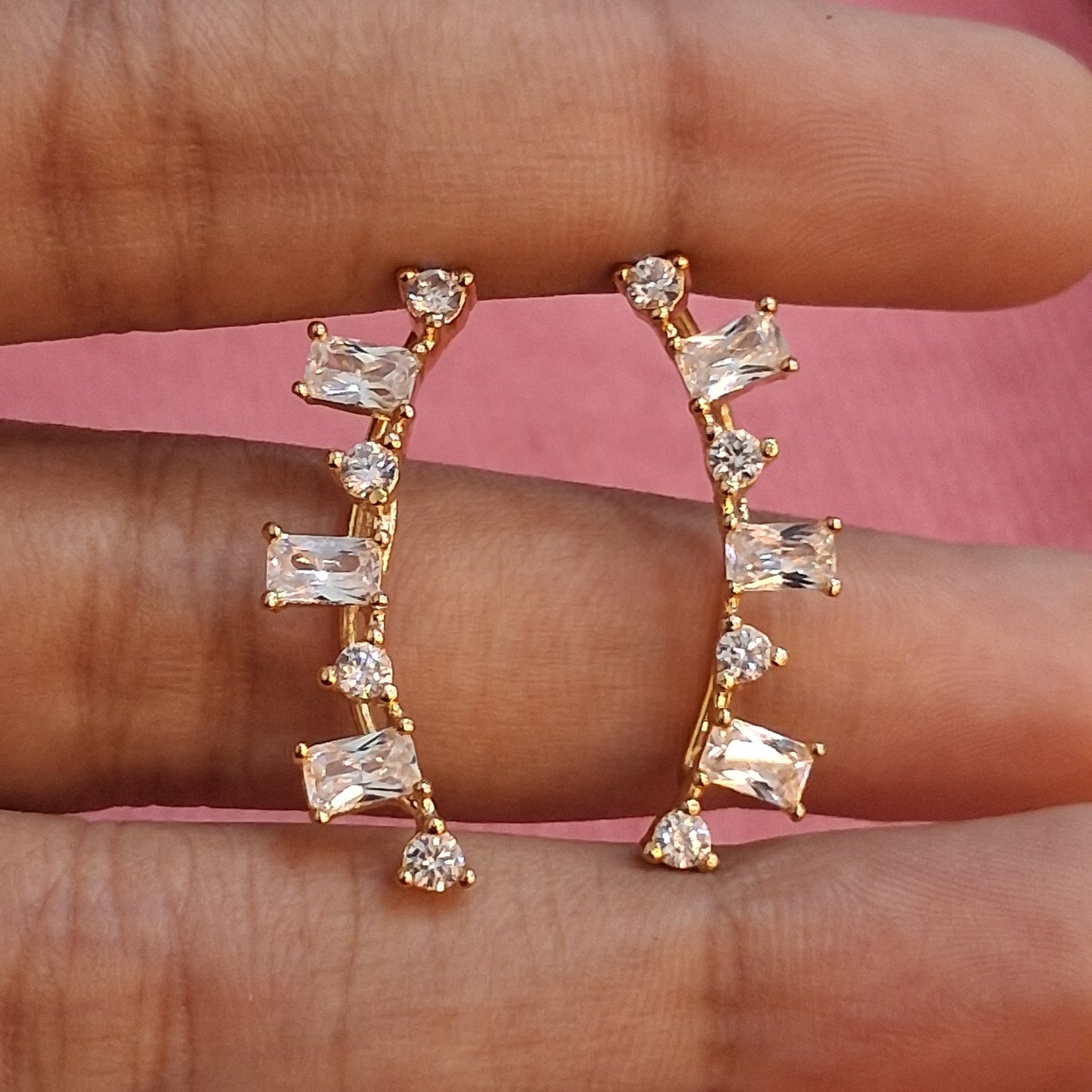 92.5 Silver Premium Gold Plated Earcuffs | Polished Elegant Design | Jewellery