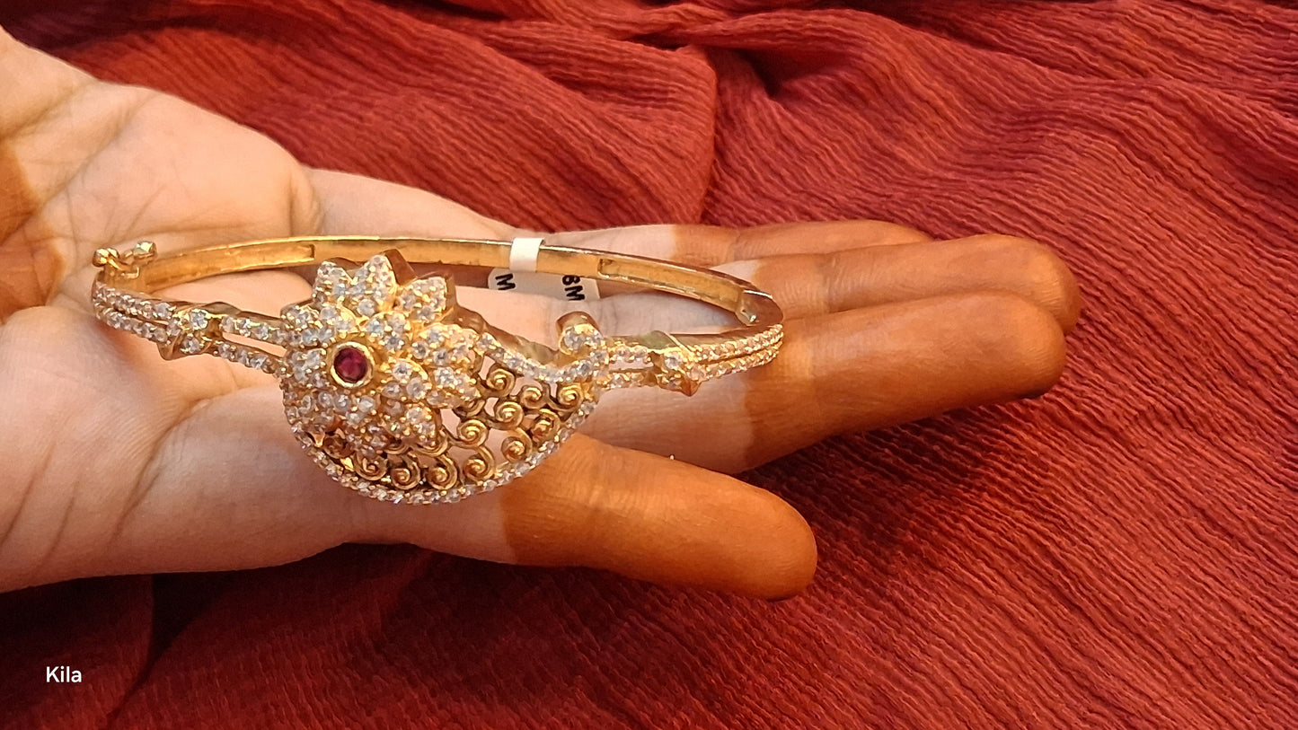 92.5 Silver Gold Plated Kada | Stylish Premium Design | Elegant Jewellery