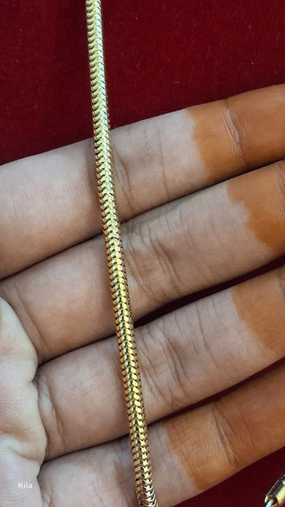 92.5 Silver Gold Plated Thaali Chain 21 Inches | Stylish Elegant Design | Jewellery
