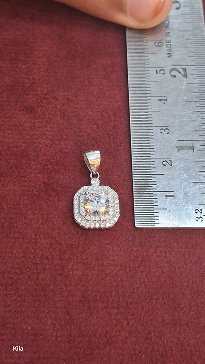 92.5 Silver White Stone Pendant | Elegant Sparkle Design | Jewellery