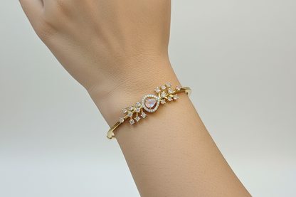 92.5 Silver Gold Plated Pink Stone Bracelet | Stylish Elegant Design | Premium Jewellery