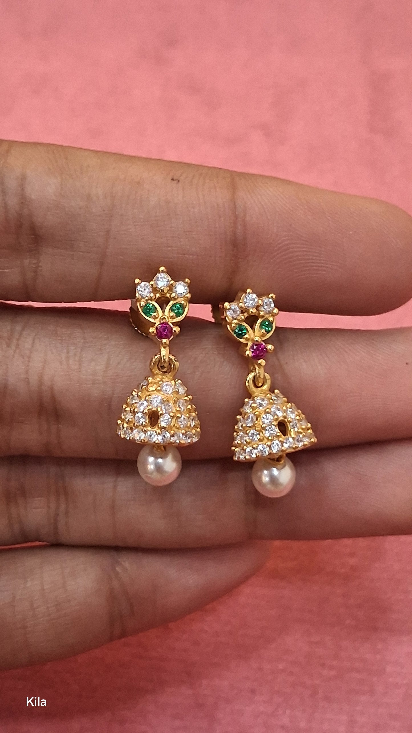 92.5 Silver Gold Plated Jhumki Earrings | Traditional Elegant Design | Jewellery