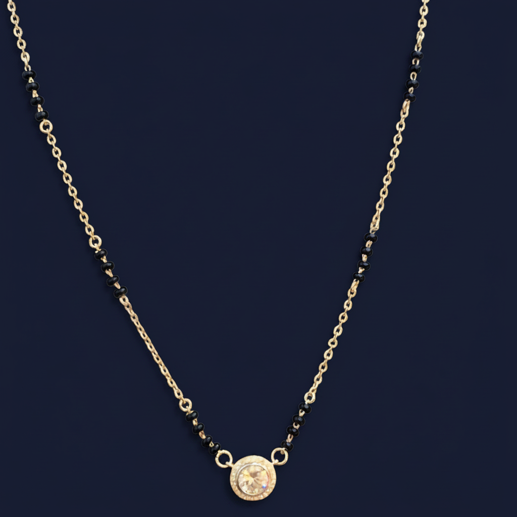 Necklace with a pendant on a red fabric background