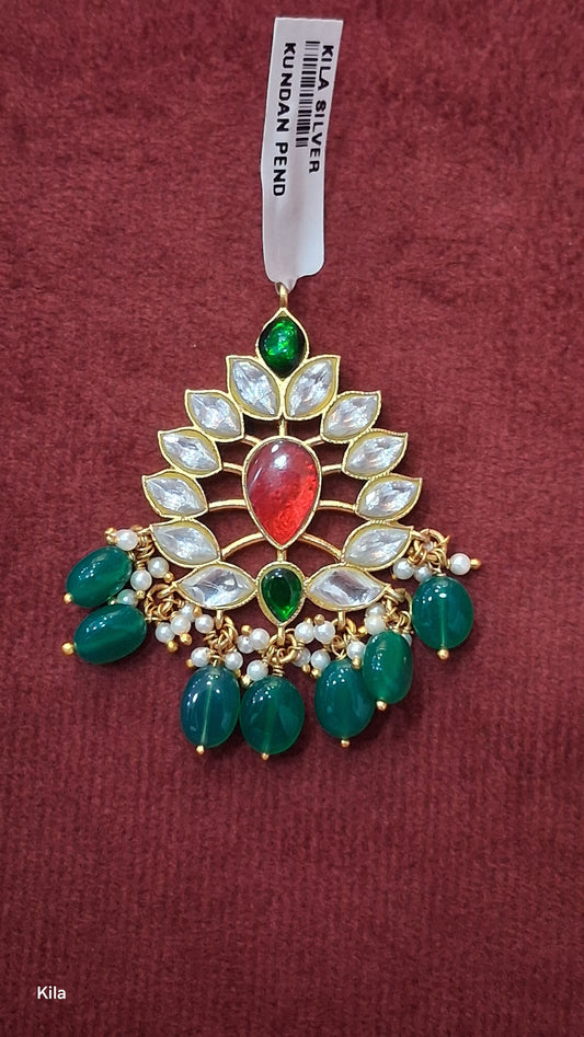 Silver stylish Kundan pendant gold plated