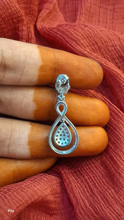 92.5 Silver White Stone Earrings | Stylish Elegant Design | Jewellery