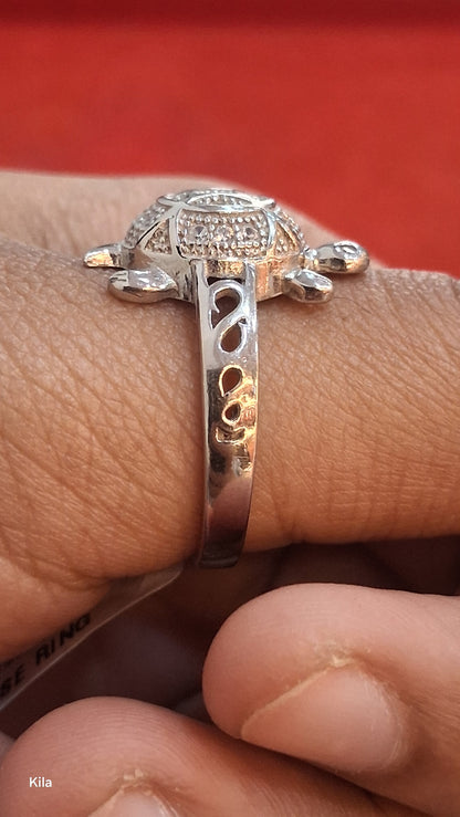 92.5 Silver Premium Tortoise Ring | Refined Polished Design | Elegant Jewellery