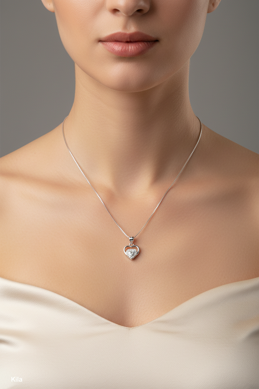 925 Silver Premium Heart Shape Chain 18 Inches | Stylish Polished Design | Elegant Jewellery