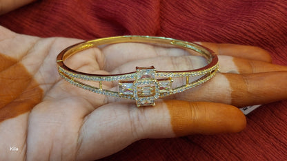92.5 Silver Gold Plated Kada | Stylish Classic Design | Elegant Jewellery
