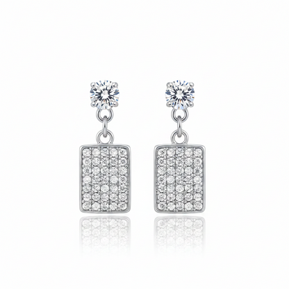 92.5 Silver Square Shape Earrings | Stylish Modern Design | Elegant Jewellery