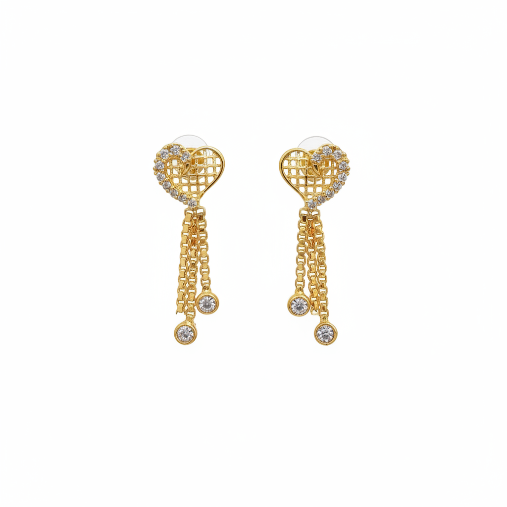 92.5 Silver Heart Shape Gold Plated Earrings | Romantic Elegant Design | Jewellery
