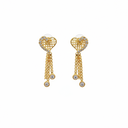 92.5 Silver Heart Shape Gold Plated Earrings | Romantic Elegant Design | Jewellery