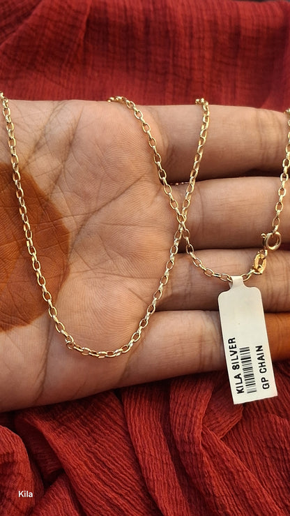 925 Silver Premium Gold Plated Chain 18 Inches | Stylish Elegant Design | Jewellery