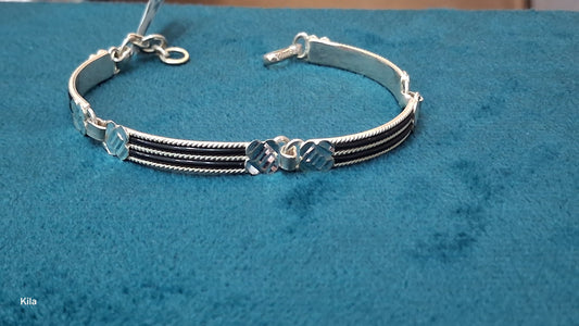 92.5 Silver Elephant Hair Bracelet 7 Inches | Stylish Traditional Design | Elegant Jewellery