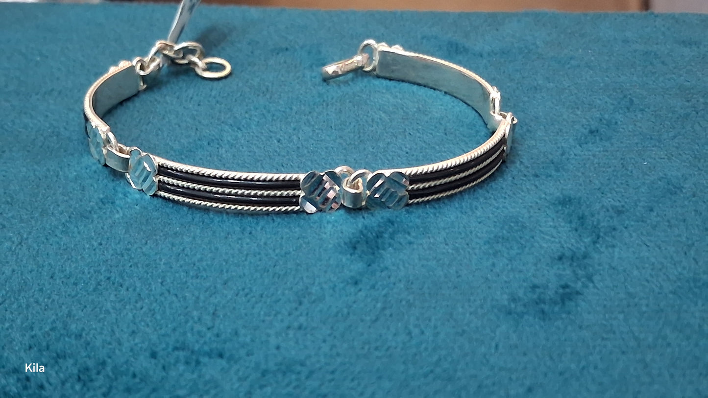 92.5 Silver Elephant Hair Bracelet 7 Inches | Stylish Traditional Design | Elegant Jewellery