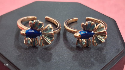 92.5 Silver Rose Gold Fish Toe Rings | Stylish Ocean Design | Jewellery