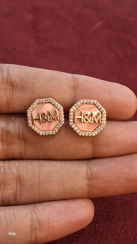 92.5 Silver Rose Gold Stud Earrings | Stylish Minimal Design | Elegant Jewellery