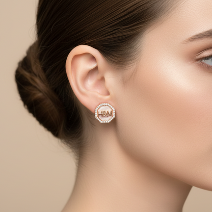 92.5 Silver Rose Gold Stud Earrings | Stylish Minimal Design | Elegant Jewellery